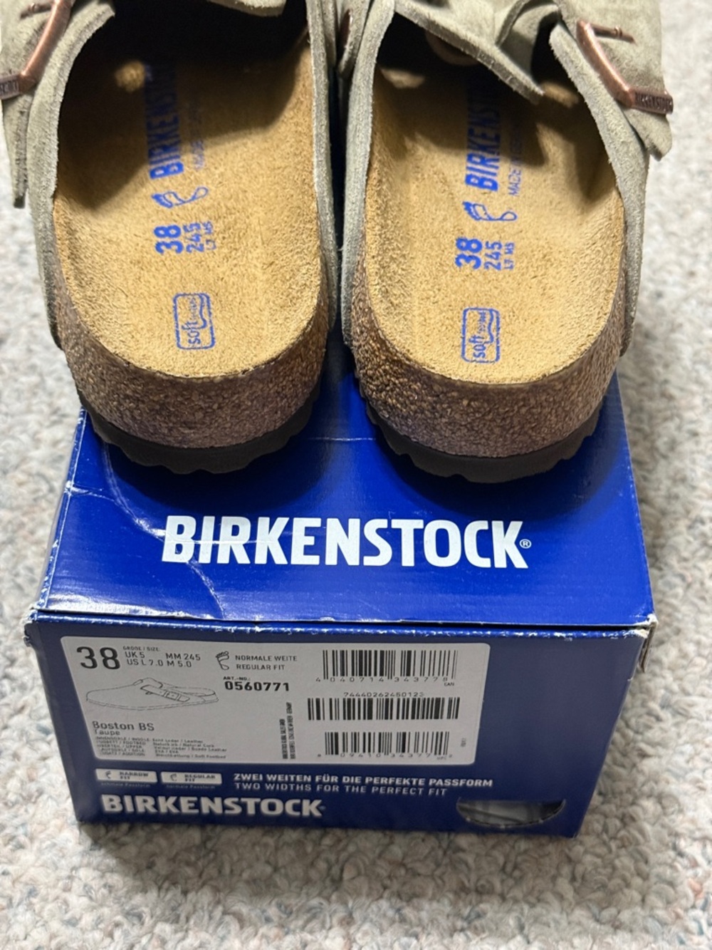 Birkenstock Boston BS Clogs Regular Width in Taupe - Picture 3 of 5